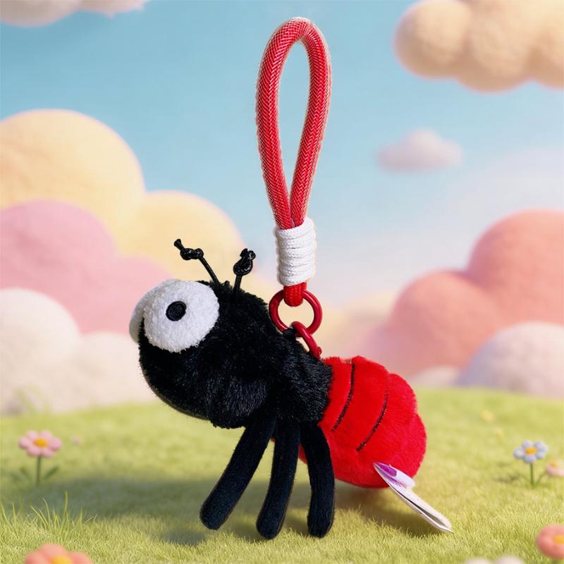 Cute Insect Plush Keychain Cartoon Bug Plush Pendant With Lanyard For Backpack Decoration Bag Charms Gift For Kids Adults