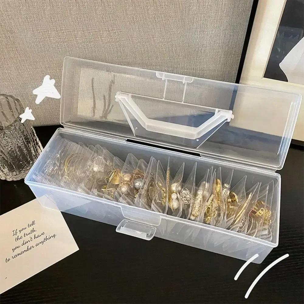 Plastic Clear Storage Box with Handle Desktop Organizer Plastic Storage Case Clear Marker Pen Storage Holder Stationery Storage
