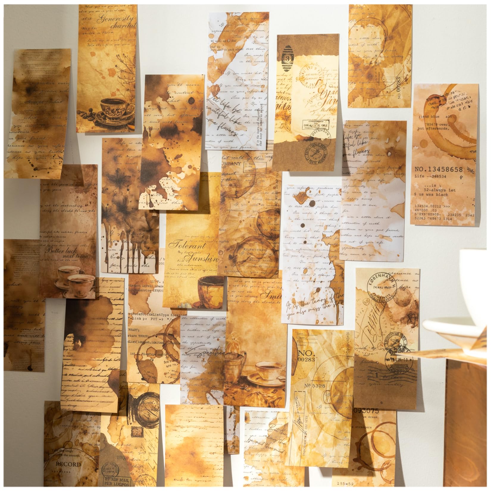 

Ta Merry Sticker Collage Material Flake Washi Retro Background Waterproof Stickers for Large Collage English Coffee Assortment Stickers, Paper,