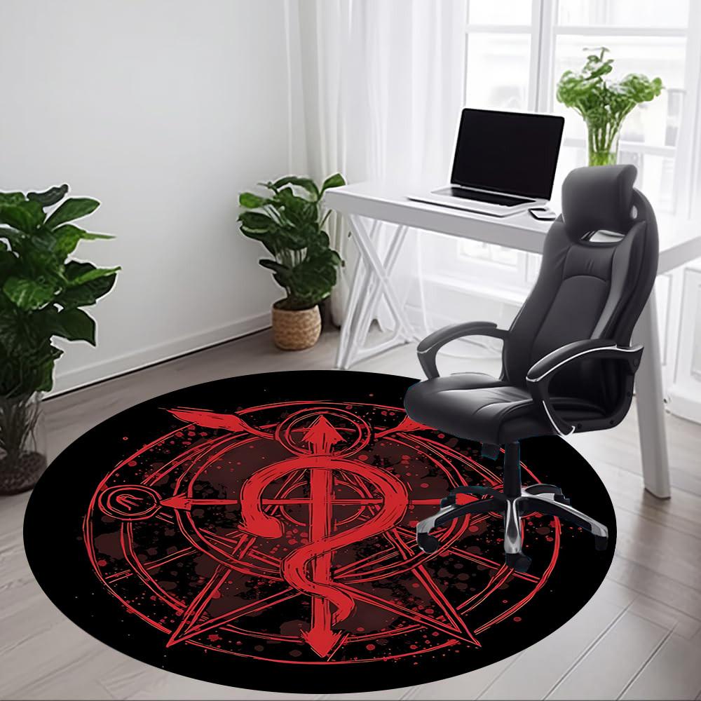 1pc Alchemy Symbol Office Round Area Rug, Indoor Mat Suitable For Office, Under Office Chairs Bedroom Living Room Home Decor, Room Deco