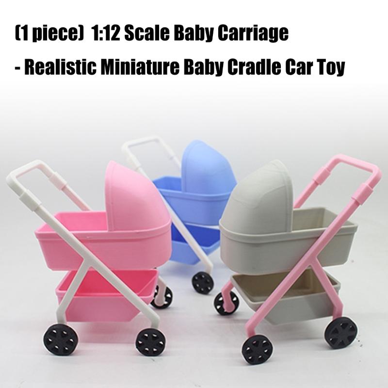 Miniature Baby Cradle Model Figure Doll House Nursery Room Scene Display Accessory Realistic Design 1/12 Scale Furniture