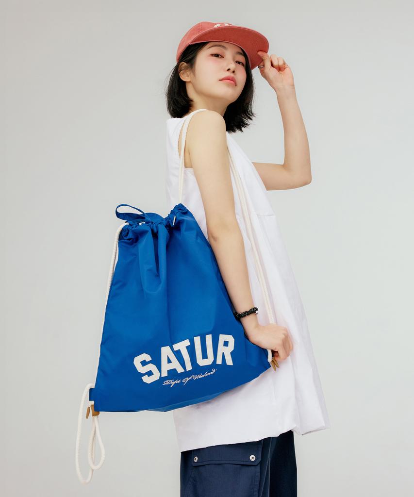 Satur Nylon Drawstring Bag Blue