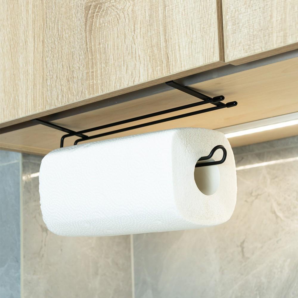 Punch-Free Kitchen Paper Towel Holder & Storage Rack for Cabinets