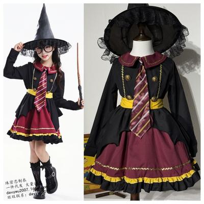 Harry Potter Costume Adult Children Halloween Cloak Academy Wind Magic Witch Princess Lolita Dress