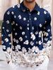 Long Sleeve Polo Shirt with Striking Tiger Print, Stylish Casual Top