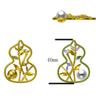 Chinese Style Gold-Plated Gourd and Bamboo Brooch with Zircon and Pearls