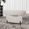 Sherpa-Covered Half-Moon Storage Stool with Tray, Padded Seat, Dressing & Shoe Stool and Footrest for Living Room, Entryway & Hallway, Ivory