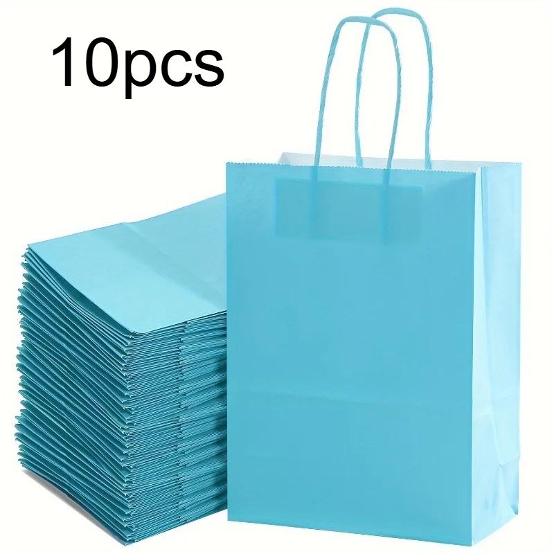 

10pcs Paper Gift Bags Versatile Shopping Bags Reusable Colored Kraft Bags Gifts Storage Craft Projects Decorative Paper Bags 22x16x8cm