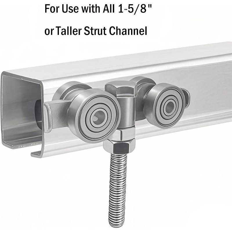 4 Wheel Rolley AssemblySilent Rollers Wheel for 1-5/8" Wide and All 1-5/8" or Taller Rail Hanging Track, Track Roller Used for Barn or Shed Sliding