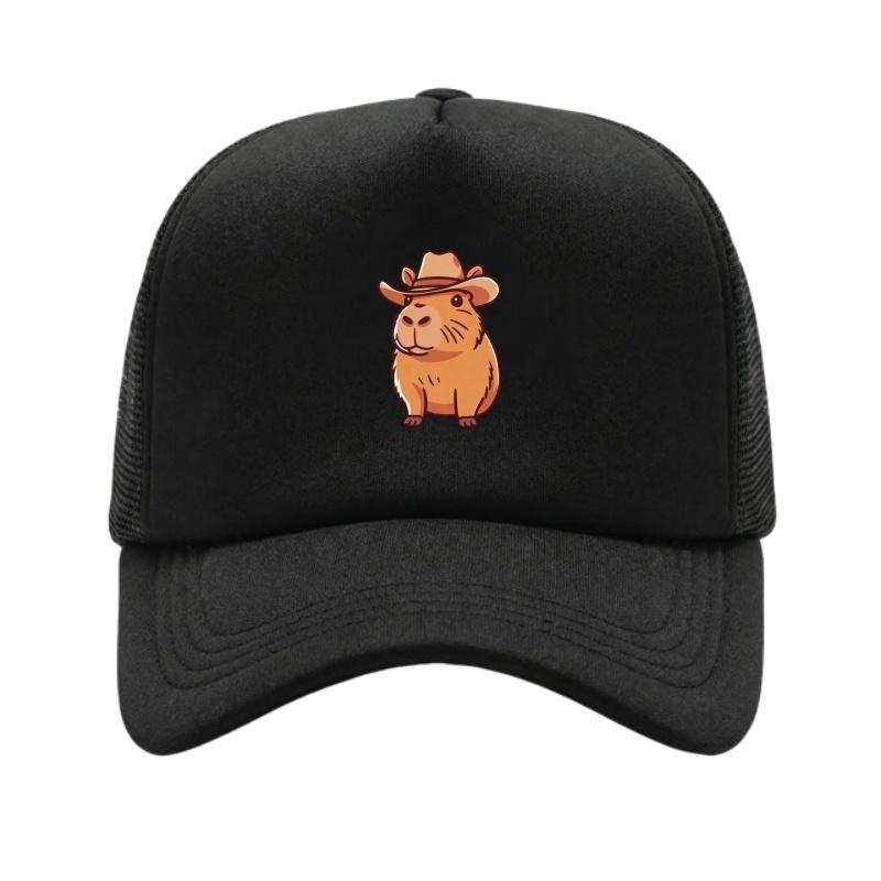 Capybara Printed Adjustable Baseball Cap Classic Snapback Dad Hat Breathable Mesh Hat Golf Fishing Outdoor Sun Cap