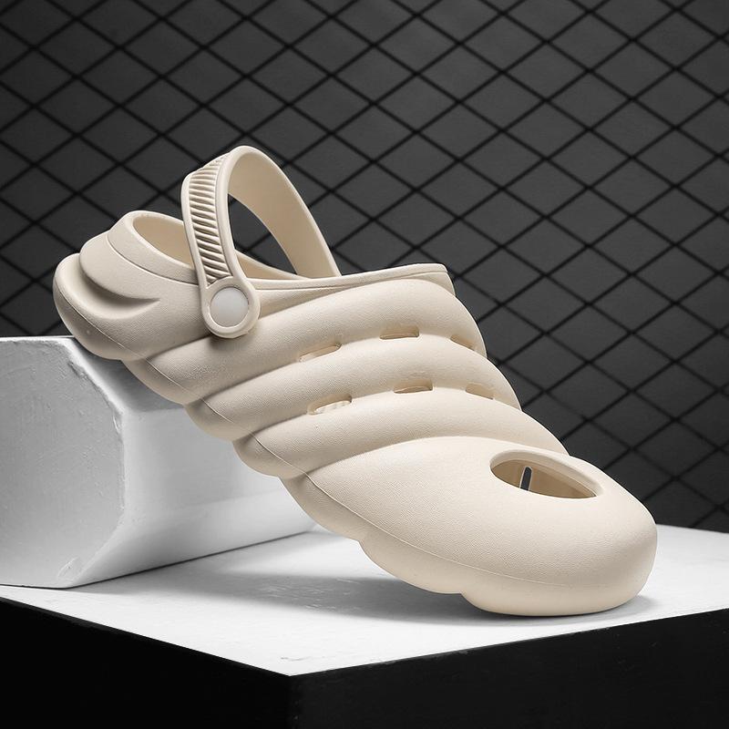 Men'S Outdoor Wear Indoor Dual-Purpose Beach Hole Shoes Trendy Non-Slip Soft-Soled Outdoor Large-Size Bag Head Slippers