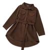 Women's Corduroy Belted Single-Breasted Shirt Dress - Chic Korean Style, Loose Mid-Length for Spring/Autumn 2025
