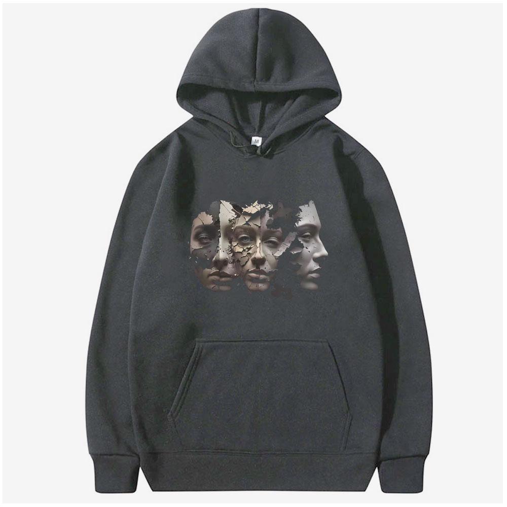 Horror Movie The Substance Face Print Hoodie Men Women Fashion Casual Oversized Hooded Sweatshirt Male Vintage Pullover Hoodies