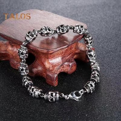 Unisex-Armband mit Totenkopf-Anhänger, Vintage-Punk-Stil, Karabinerverschluss, Legierung, hochglanzpoliert, Gothic, Handgelenkschmuck, Halloween, Cosplay, Partys, Armreif