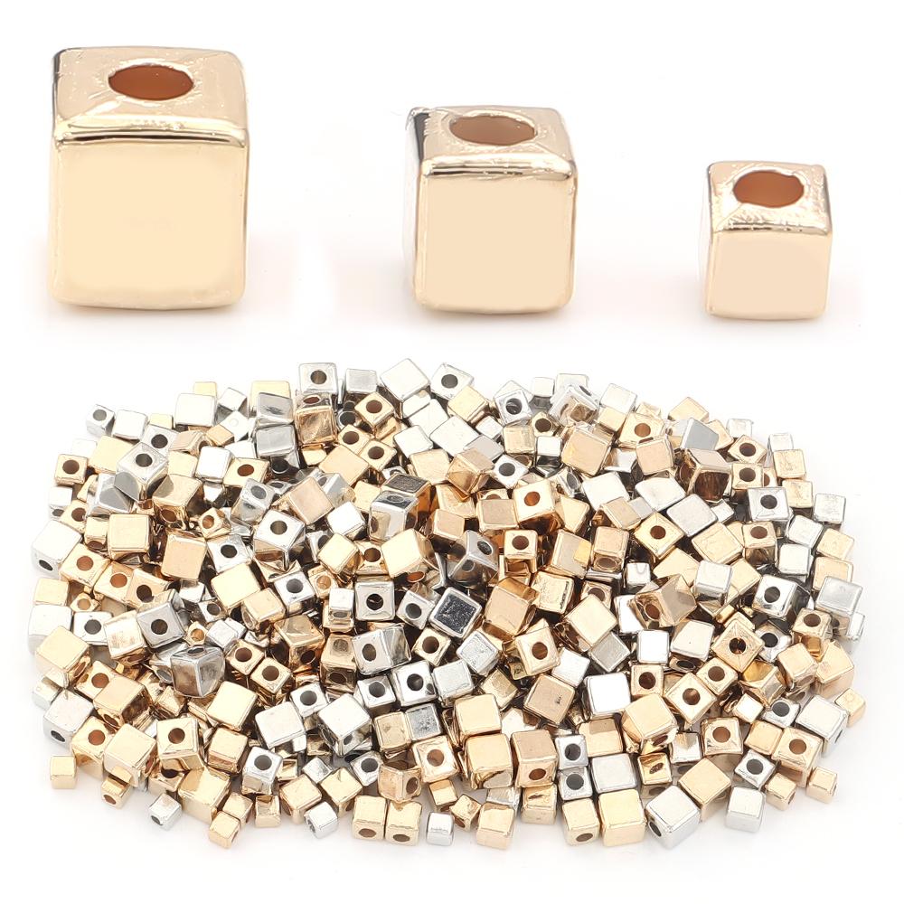 200pcs 3/4/5mm CCB Square Beads Cube Loose Spacer Beads for DIY Jewelry Making Crafts Bracelets Necklace Accessories Wholesale