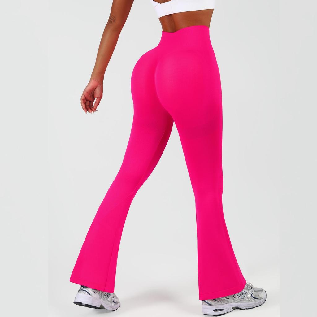 Solid Color High Waist Yoga Leggings - Slim Fit, Flared, Body Shaping, Quick Dry, Casual Fitness Sports Pants