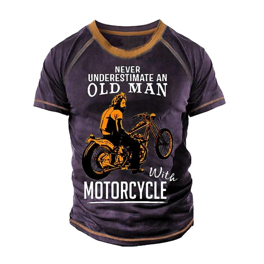 Retro Design Motorcycle Poster 3D Printed Men's T-shirt Summer New Oversized Quick Drying Sports T-Shirts