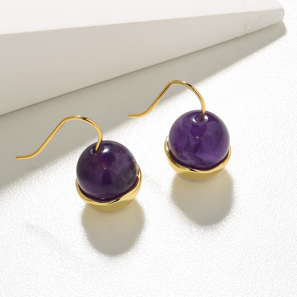 Naturlige jade turkis agat øredobber antikke øredobber kvinners nisje high-end følelse 925 sterlingsølv belagt 18k ørekrok