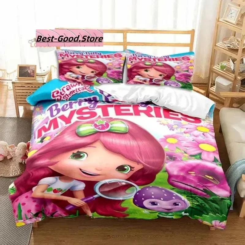 

Comforter 3D Print Strawberry Cartoon Shortcake Bedding Set Printed With Soft Single Double Queen Super King Size Comforter (quilt)-EU Single(135*200cm)3pcs
