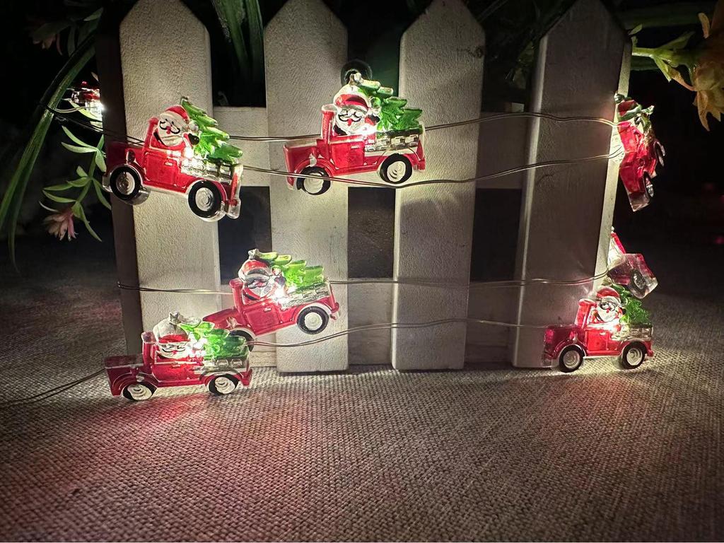 Christmas LED Lights: Santa, Snowman, Reindeer, Black Hat, Candy Cane, Gift Box, Bells with Copper Wire Fasteners