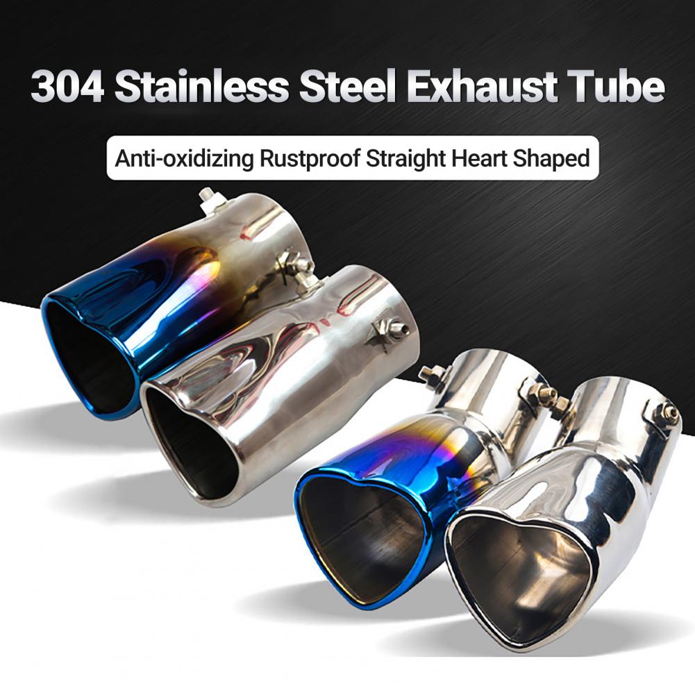 Car Exhaust Tip Lightweight Heart Shaped Exhaust Tail Muffler Tip Easy-to-Install Stainless Steel Exhaust Muffler for Van