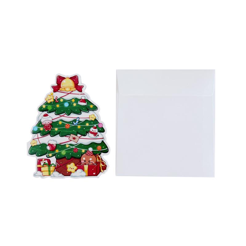 3D Retro Foldable Christmas Tree Greeting Card with Envelope - Perfect for Best Friends or Couples.