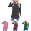 Fashion Women Long Sleeve Casual Blouse Stylish Tunic With Brown Button Accents
