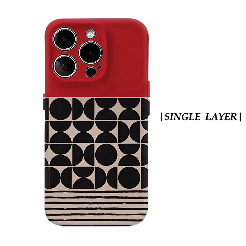

Geometric Red Phone Case for IPhone 17 16 15 14 13 Pro Max Plus for Magnetic Single Double-layer Tough Case For iPhone XR