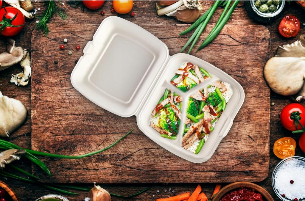 Menu Box Takeaway Lunch Box Catering 3-Part Eco Hit