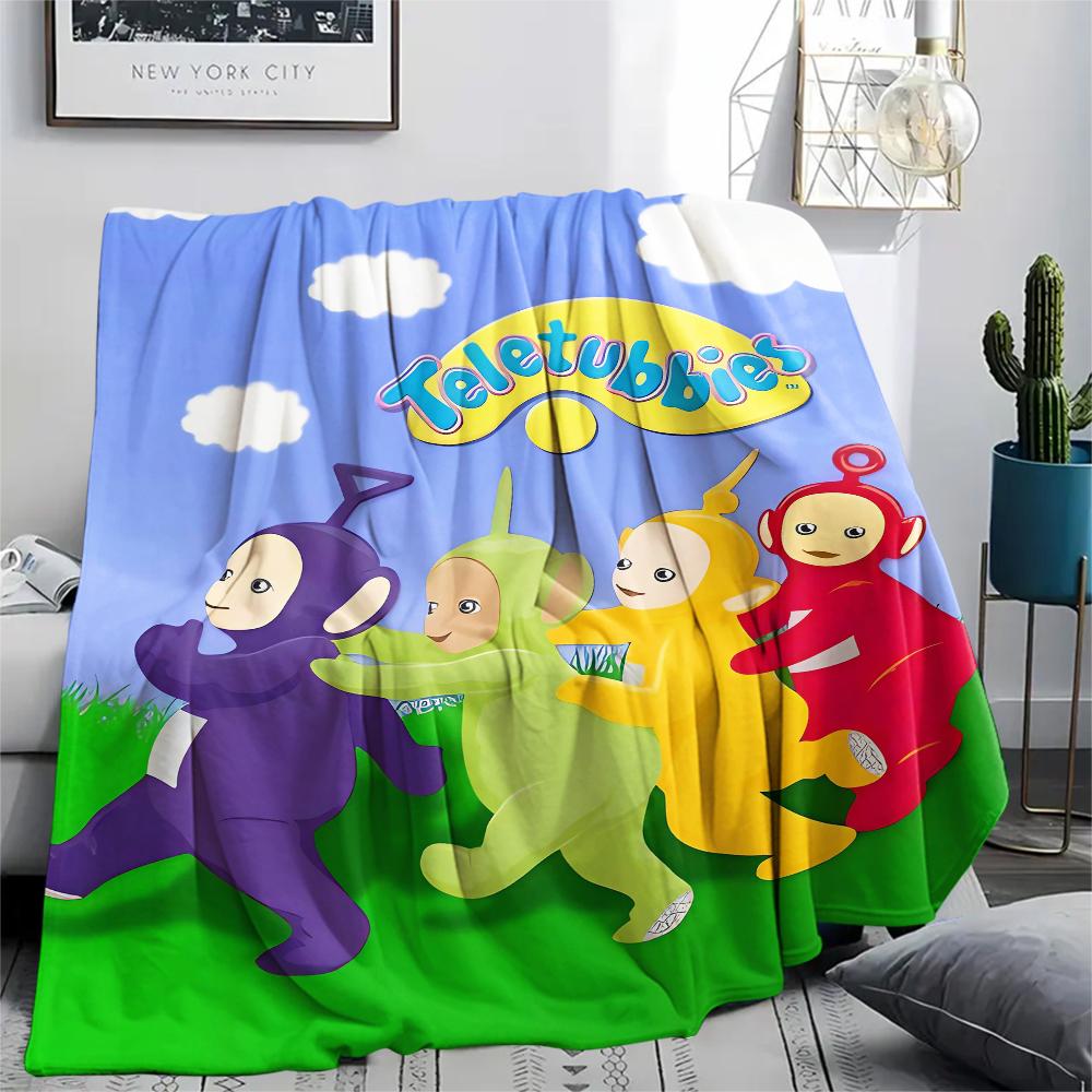 1 pătură de flanel cu imprimeu Teletubbies, de înaltă calitate, confortabilă pentru toate anotimpurile, decor pentru casă, căldură și confort, perfectă pentru cadouri de Crăciun