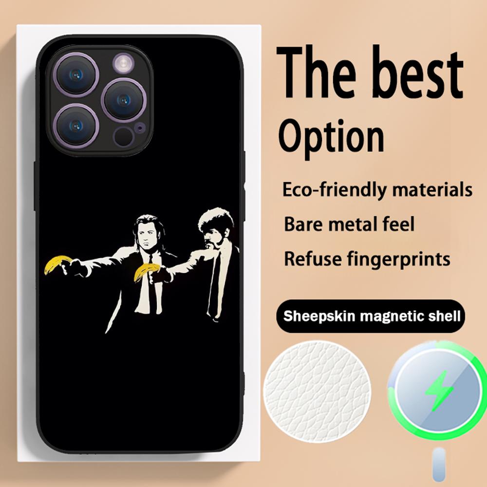 Classic Movies Pulp Fictions Poster Phone Case For iPhone 16 15 14 13 12 11 Plus Pro Max High-end Luxury Magsafe Sheepskin