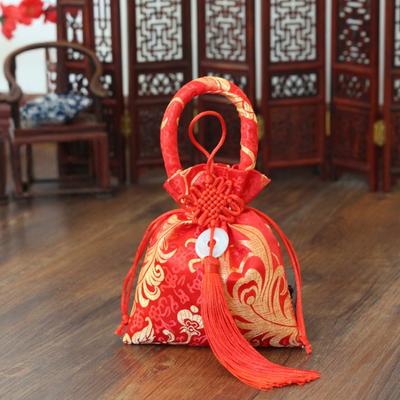 Chinese Style Canvas Flower Drawstring Bag Dragon Bird Festive Sugar Bag Korean Style Wedding Candy Bag