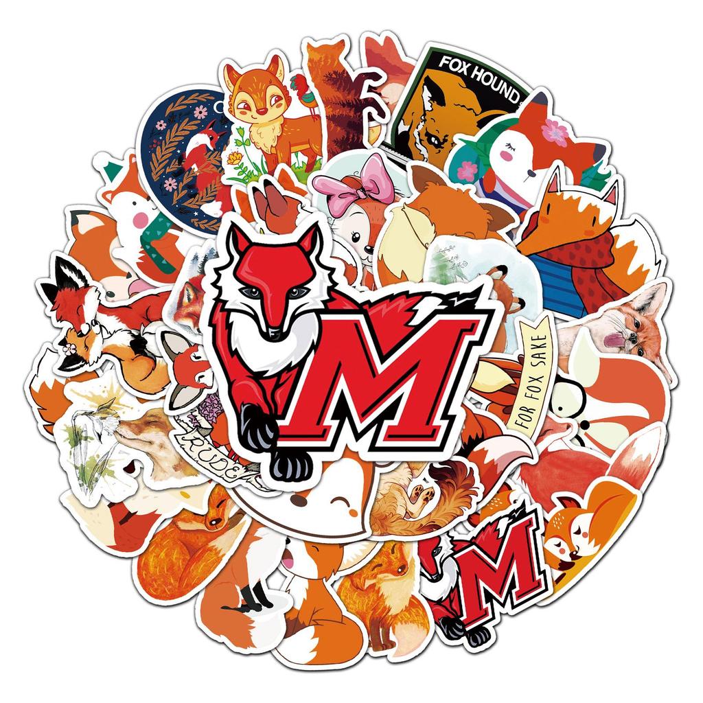 50 Cute Fox Cartoon Stickers for Kids Journals, Planners, Notebook & Suitcase Decoration - Waterproof