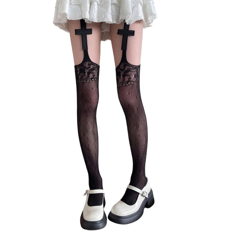 Sweet Elegant Women Thigh High Stockings Fashion Thin Hollows Long Tights Women Half Leg Tube Stockings Girl Garter Socks