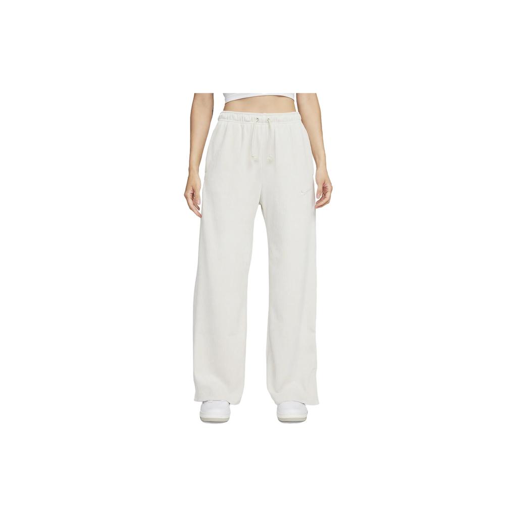 Nike Corduroy Wide-Leg Split Knit Sports Pants Women Bottoms White DQ5922-104