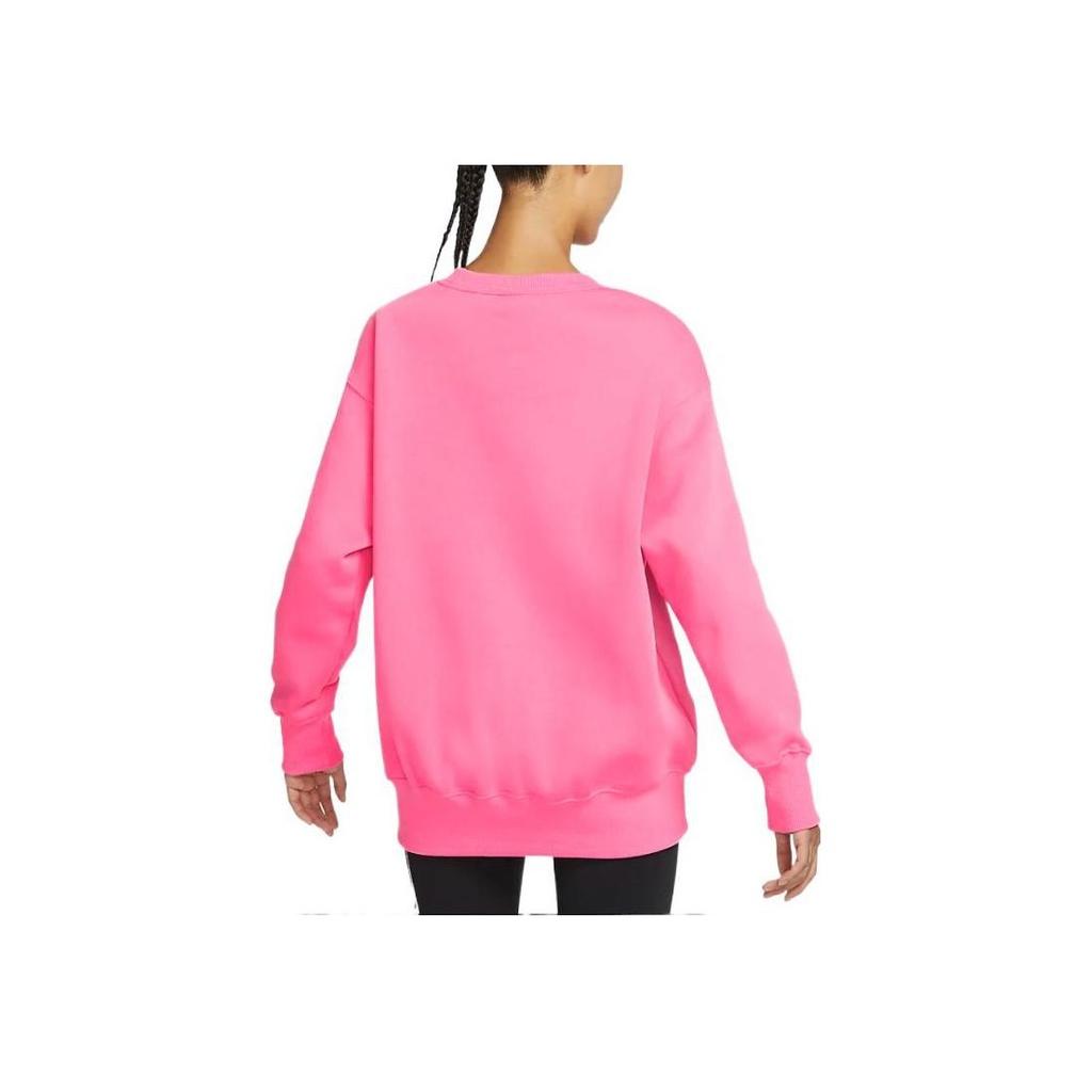 Nike Phoenix Fleece Pullover Hoodie With Solid Color Logo Print Women Tops Pink DQ5734-684