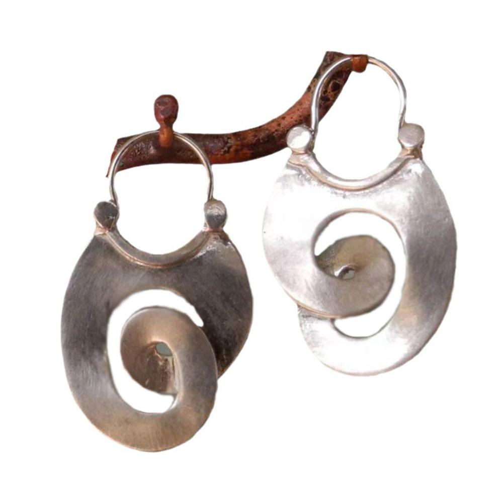Alloy Silver Big Hoop Earrings Silvery Retro Fashion Earrings Exaggerated Hoop Earrings  Women