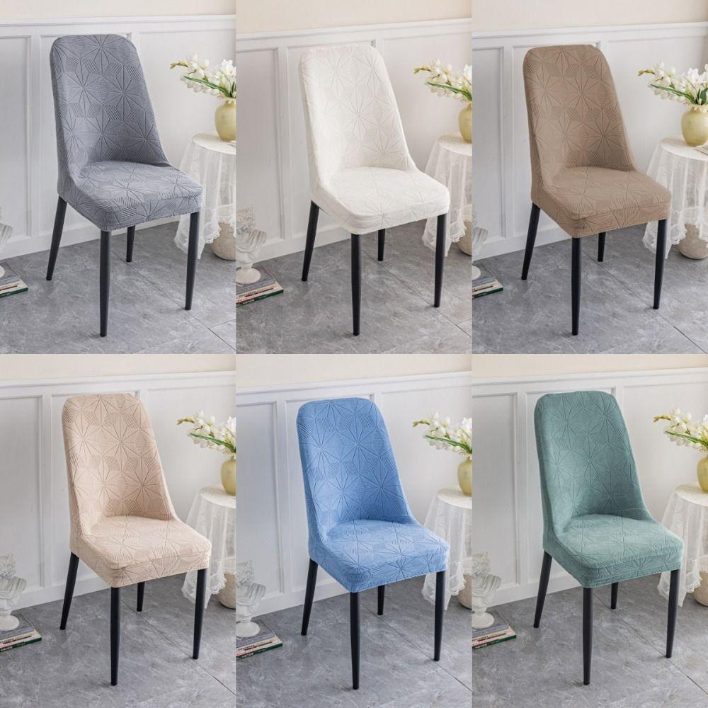 Seat Cover Jacquard Chair Cover Dustproof Kitchen Chair Protector Elastic Arc Chair Cover  Office