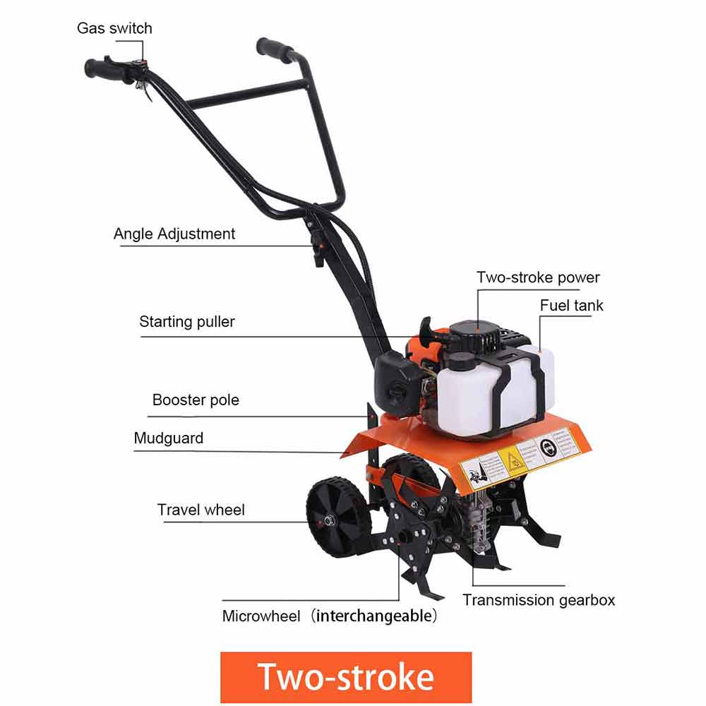 Zwei-/Viertakt Landwirtschaftliche Gartengeräte Benzin Mini-Typ Bodenfräse Outdoor Multifunktionale Bodenfräse Mikro-Bodenfräse