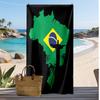 Asciugamano da Spiaggia Stampato Squadra Nazionale di Calcio del Brasile Asciugamano Morbido Asciugatura Rapida Coperta da Spiaggia Rettangolare Grande Portatile per Viaggi Piscina