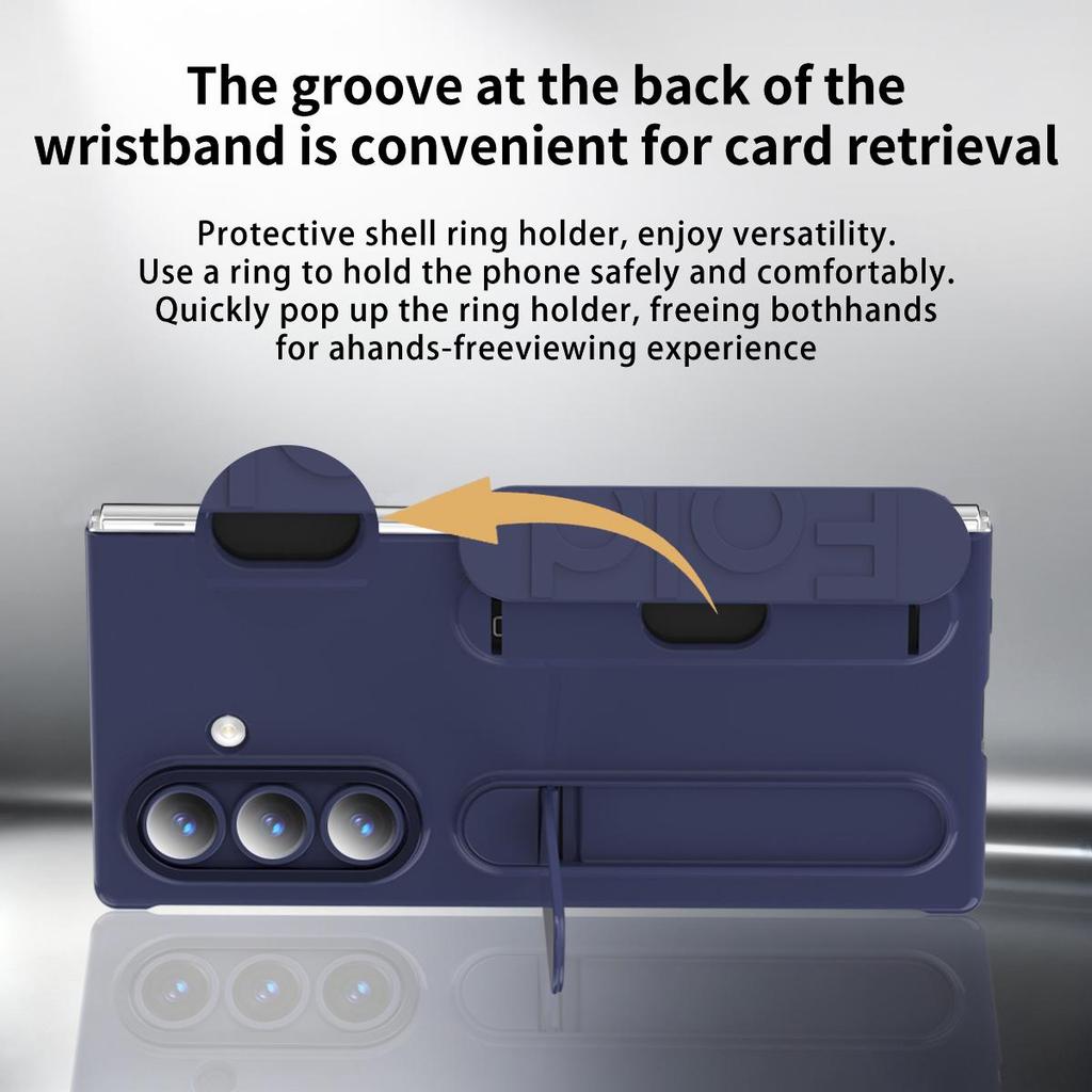 Vertical Wristband Card Slot Kickstand Case for Samsung Z Fold7 5G Invisible Bracket Wrist Stand for Galaxy Z Fold 7 6 5 4 Cover