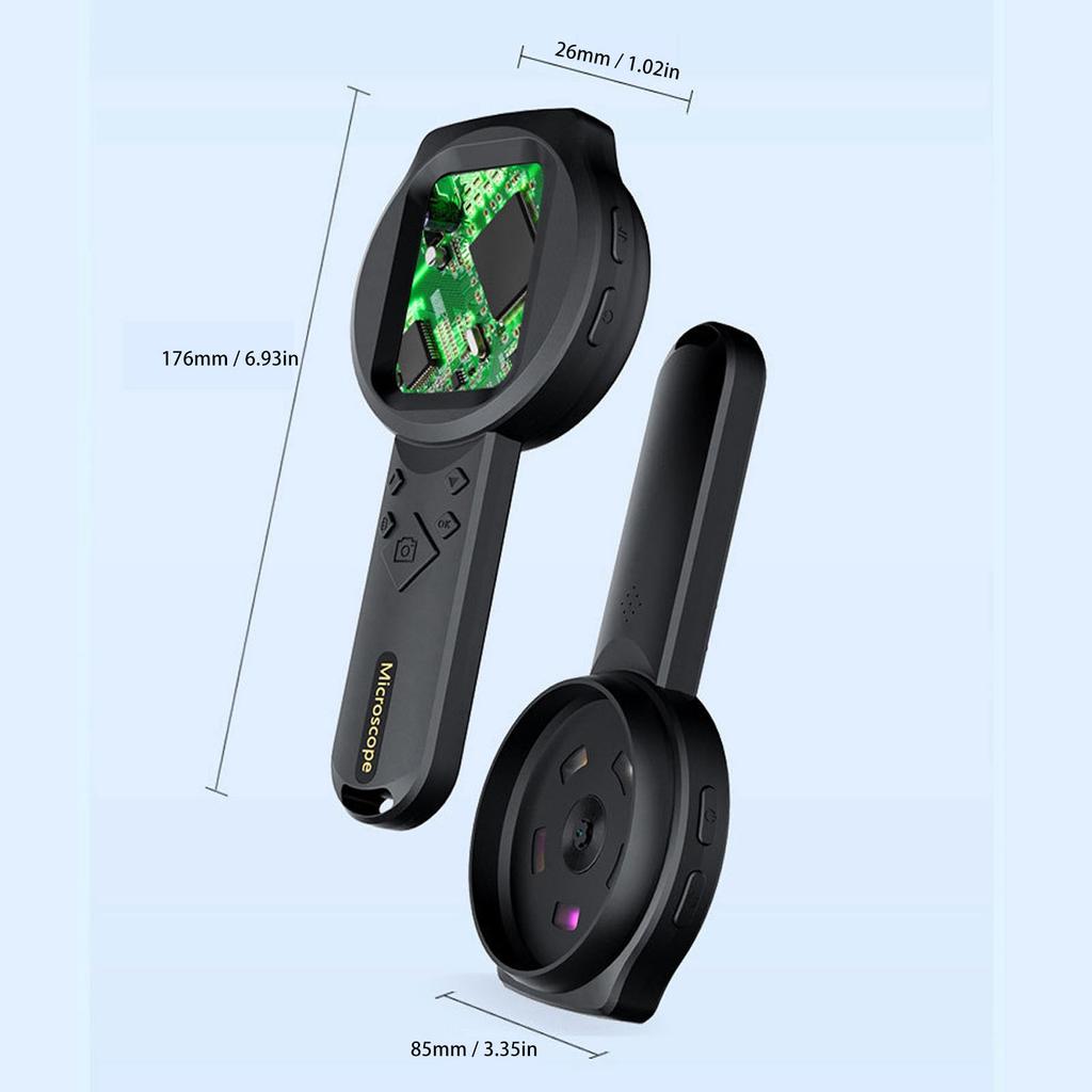 Handheld Digital Magnifier 2.8in IPS Screen Portable 2MP 1000X Magnifying Glass with Light 4 Zoom Buttons 12 Languages