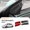 KUIC Real Soft Carbon Fiber For Tesla Model 3 Highland 2024 Inner Door Triangle Cover Sticker Trim Car Interior Accessories