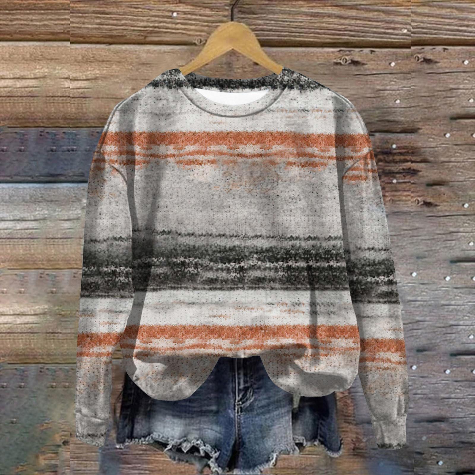 

Женская мода ChristmasPrinted с длинным рукавом свободный круглый вырез толстовка Топ XXXL хаки