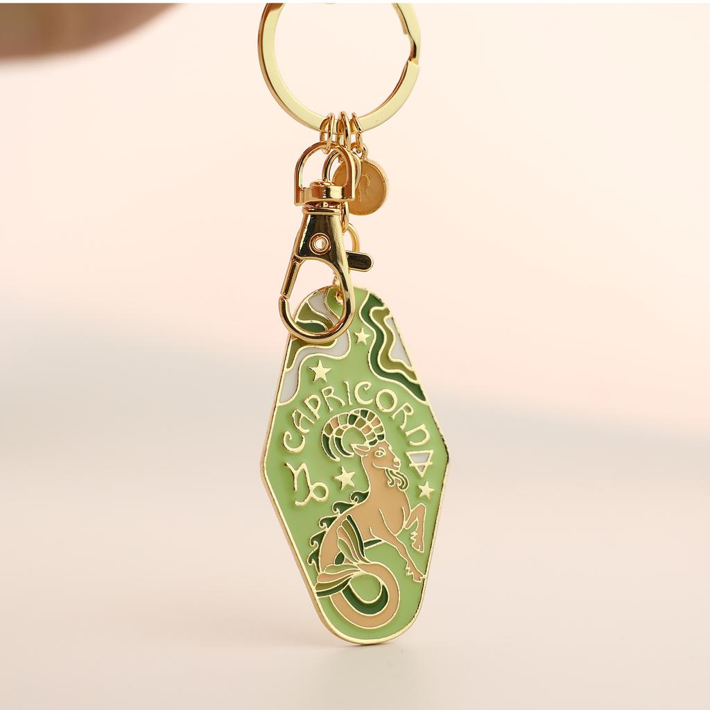 Twelve Constellation Metal Enamel Keychain Motel Bohemian