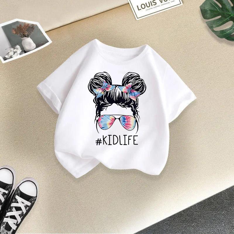 

Дитяча футболка Зворушлива футболка з принтом дівчинки З круглим вирізом З коротким рукавом Дитячий одяг 100% Бавовна 2-13 років 9-10T(150cm)