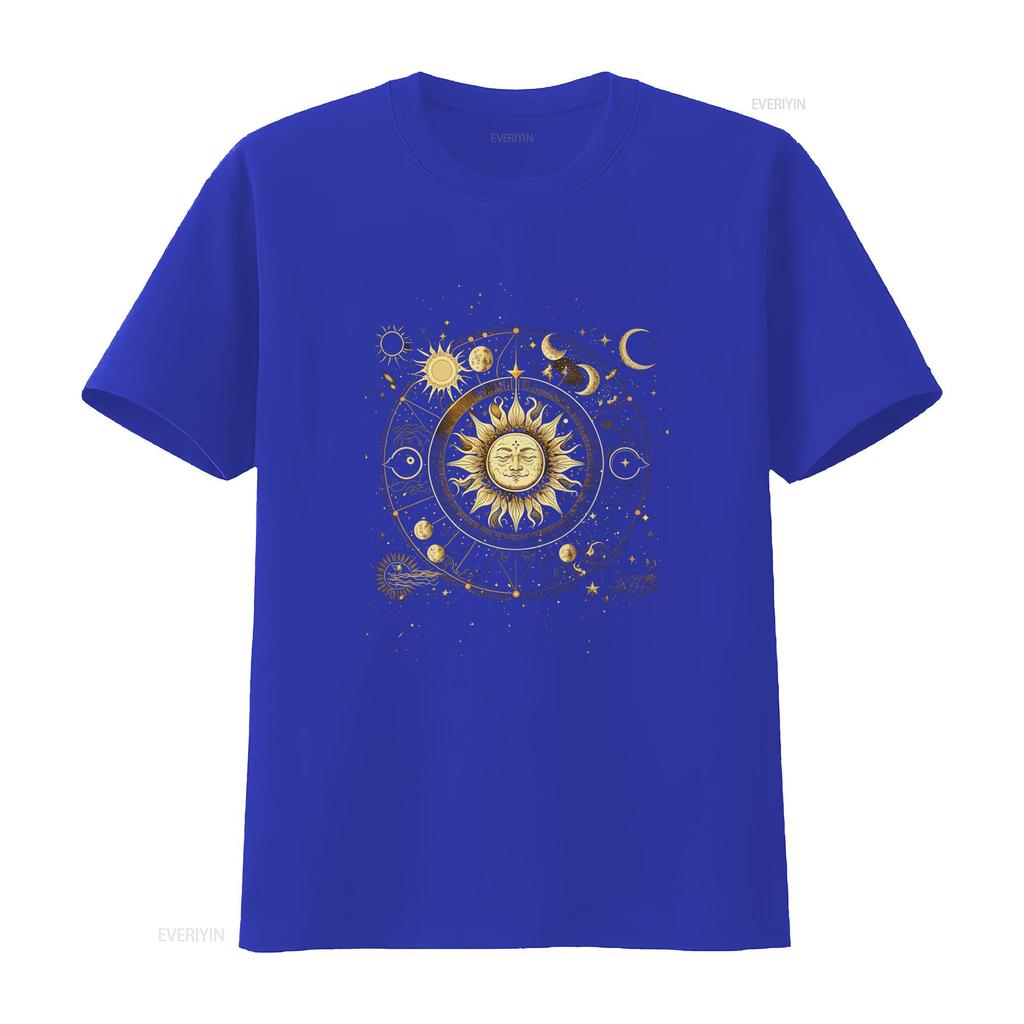 Boho Moon Phases Celestial Sun Stars T Shirt Bohemian Phase Mystical Vintage Washed Designer Clothes Unisex Versatile Stylish