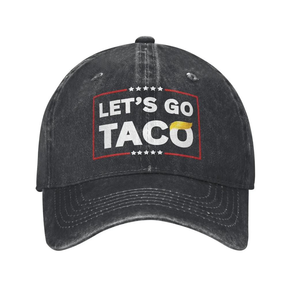 Let's Go Taco Baseballkappen Vintage Used Denim Gewaschen Sonnenschirm Unisex Stil Outdoor Alle Jahreszeiten Reise Geschenk Kappen Hut