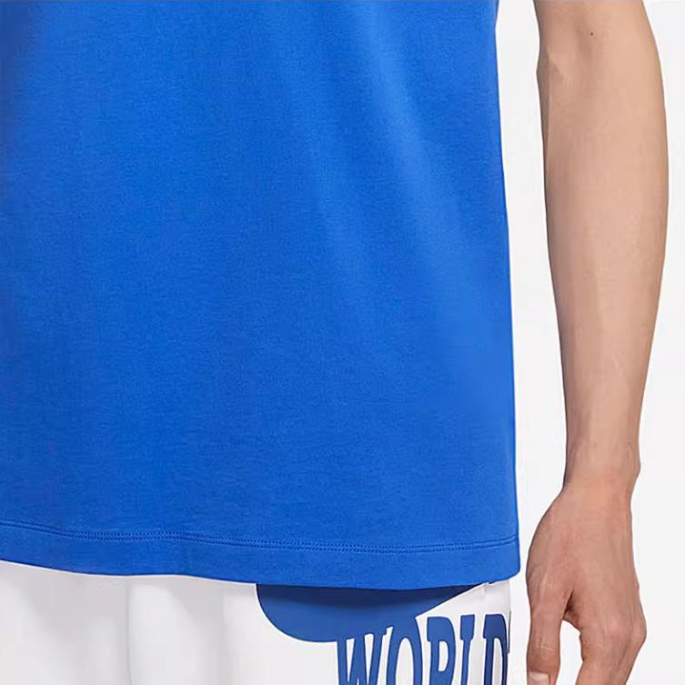 Nike Letter Print Casual Round Neck Short Sleeve T-Shirt Men Tops Royal-Blue DO8907-450