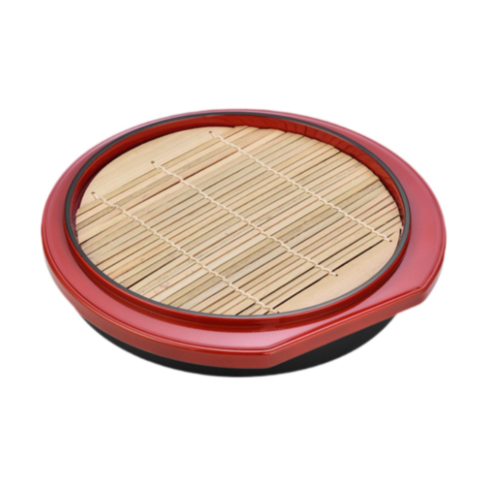 

Soba Noodle Tray with Drain Mat Multifunctional Sushi Serving Plate Sturdy PP Snack Dish for Home Party Use